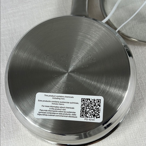 Cuisinart 1 Qt Sauce Pan Glass Lid Stainless Steel Chefs Classic #7719-14PP NEW - Picture 7 of 9